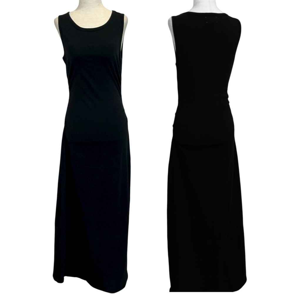 XiRENA Black Sleeveless Maxi Cotton Dress Ruched Sides Size Medium